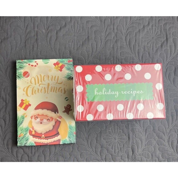 Lot Of 2 NEW Christmas Holiday Decor, Set of Tealights & Holiday Recipe Card Box - Picture 1 of 10